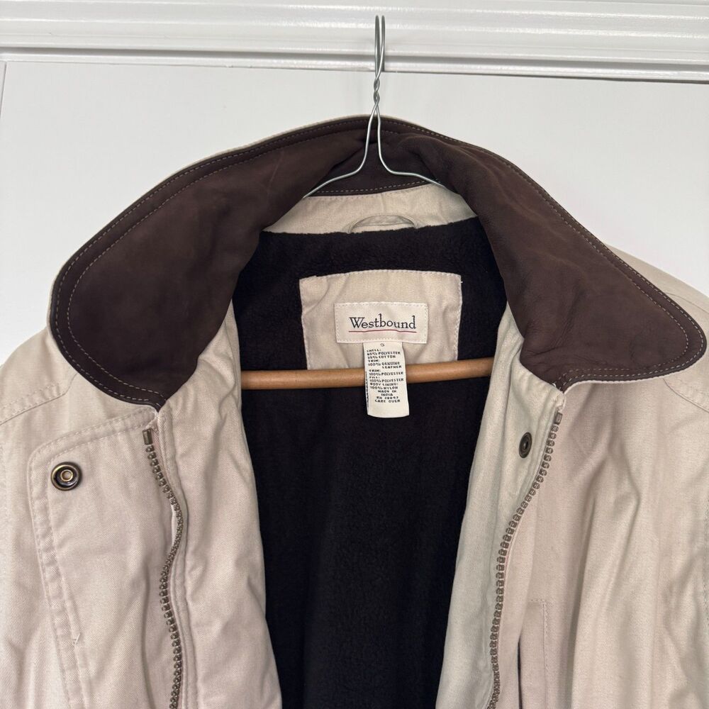 Westbound Collared Coat Tan Drawstring Waist S Utility Chore 90s